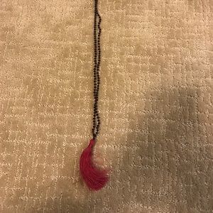 Maroon and black tassel necklace